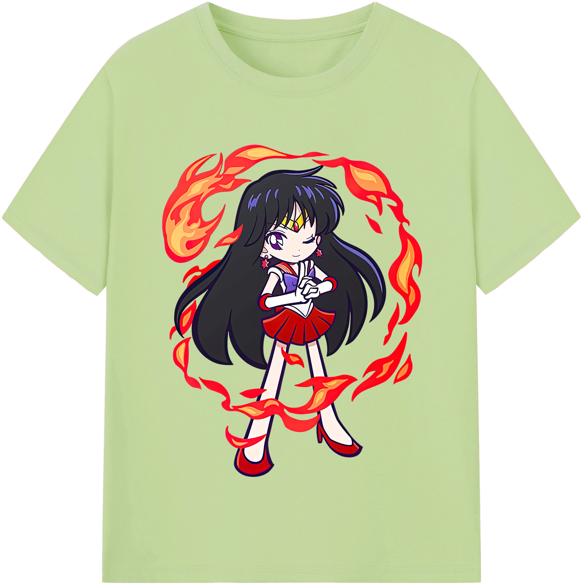（画像用） 美少女戦士セーラームーン 火野レイ ひの レイ Sailor Moon Hino Rei （セーラーマーズ,Sailor Mars） 綿100％半袖Tシャツ（フロントプリント）